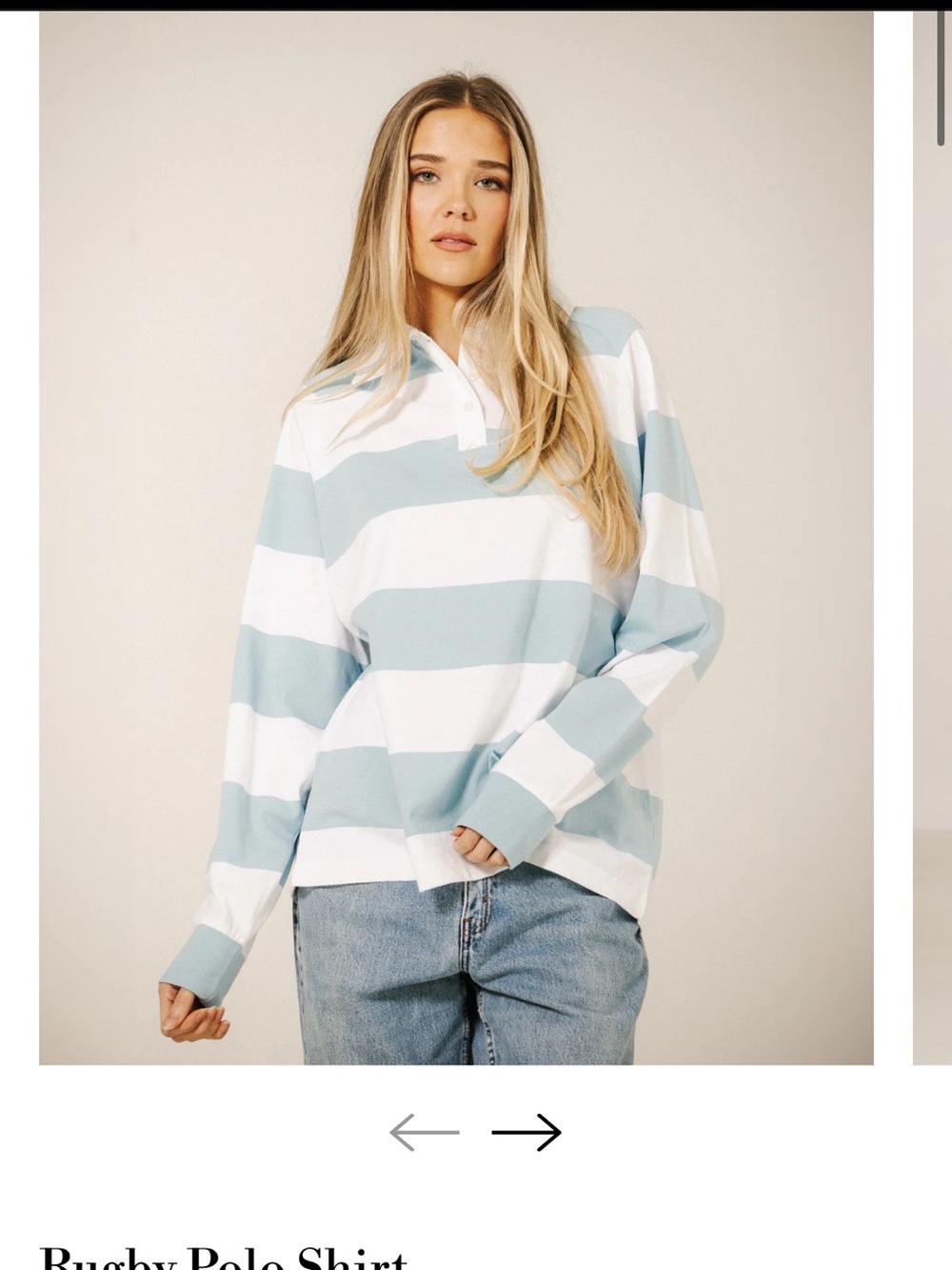 Brunette The Label White and Light Blue Striped Polo M/L